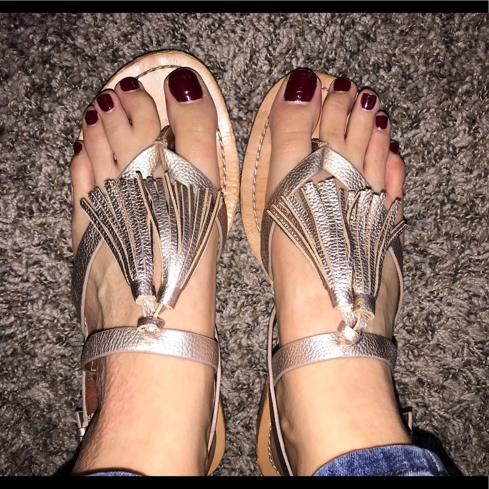 Kate Spade Rose Gold Fringe Sandals Well Used 10
